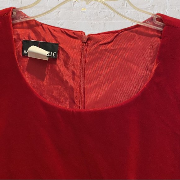 MY MICHELLE -- Red Velvet Dress, Short Sleeved, Knee Length, Christmas - Picture 7 of 11